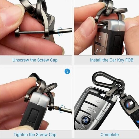 MUSTANG KEYCHAIN GENUINE LEATHER CAR FOB KEYS - Picture 3 of 10